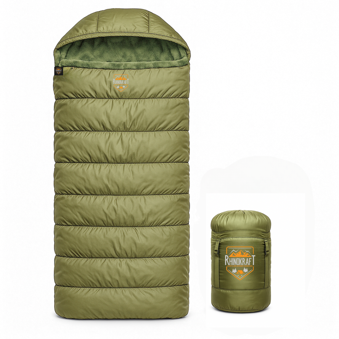 RhinoKraft -10 Degree | Soft Fur Lining | Extra Large Size | 2.4 Kg Weight | Soft and Warm Sleeping Bag for Adventure | Camping, Trekking and Outdoor Activity