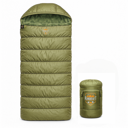 RhinoKraft -10 Degree | Soft Fur Lining | Extra Large Size | 2.4 Kg Weight | Soft and Warm Sleeping Bag for Adventure | Camping, Trekking and Outdoor Activity
