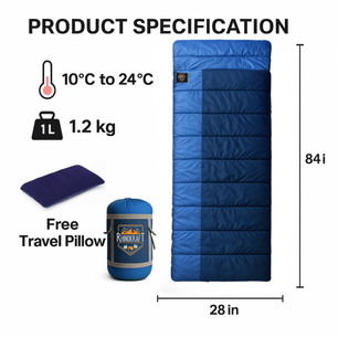 RhinoKraft 3 Season Warm & Cool Weather - Summer, Spring, Winter, Lightweight, for Adults & Kids - Camping Gear Equipment, Traveling and Outdoors RK-RAZBLUE