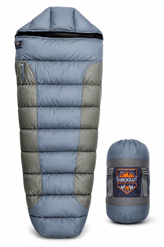 RhinoKraft -10°C Extreme | Anti-Pilling Fleece Liner | Extra-Large 6.5 ft Mummy Sleeping Bag | Warm, Durable & Portable for Camping, Trekking & Outdoor Adventure