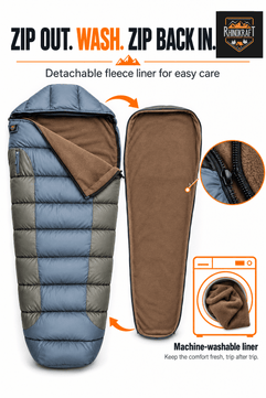 RhinoKraft -10°C Extreme | Anti-Pilling Fleece Liner | Extra-Large 6.5 ft Mummy Sleeping Bag | Warm, Durable & Portable for Camping, Trekking & Outdoor Adventure