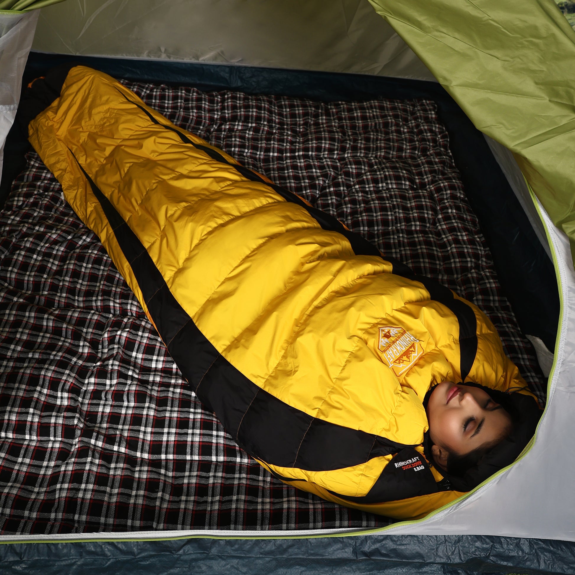 RhinoKraft -10 Degree Mummy Down Sleeping Bag for Adults | Lightweight with Compression Sack | RK-ALPY-YLW