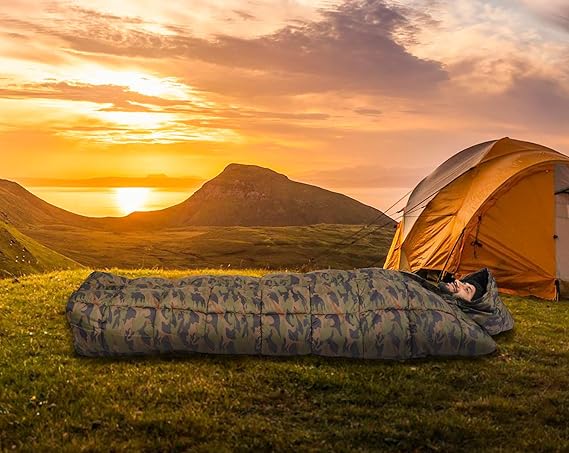 RhinoKraft Army Design | Mummy Shape | 8 to 20 Degree Celsius | 2.3 Kg Weight | Sleeping Bag for Adults | for Trekking, Camping and Outdoor Adventure