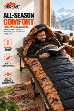 RhinoKraft -10 Degree Sleeping Bag for Adult | Soft Fur Lining | Extra Large Size | 2.4 Kg Weight | Soft and Warm Sleeping Bag for Adventure | Camping, Trekking and Outdoor Activity RK-PYRAMID