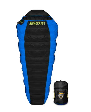 RhinoKraft Mummy Camping Sleeping Bag - 3 Season Warm & Cool Weather | BIGBLUE