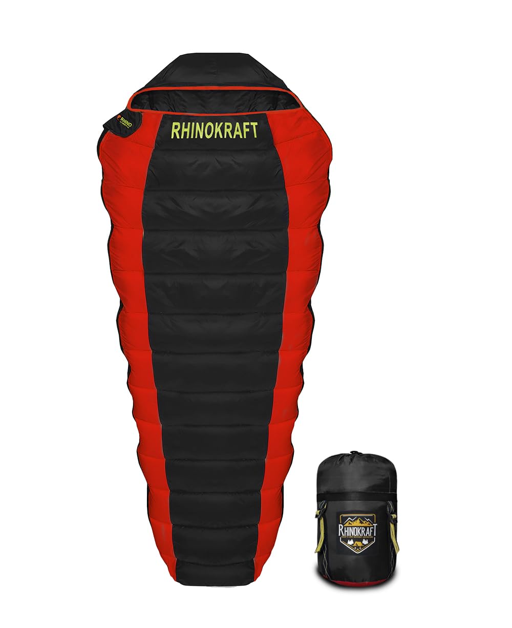 RhinoKraft Mummy Camping Sleeping Bag - 3 Season Warm & Cool Weather | BIGRED