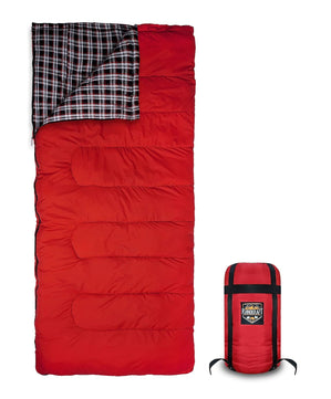 RhinoKraft Cotton Flannel All Season Sleeping Bag for Travelling and Camping ! Free Compression Sack RKCOLERED