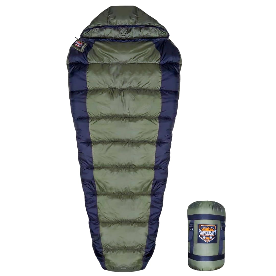 RhinoKraft Mummy Camping Sleeping Bag - 3 Season Warm & Cool Weather | BIGOLV