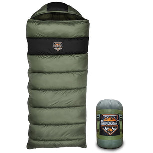 RhinoKraft Ultra-Light Zero Degree Envelope Sleeping Bag for Adults for Mild to Harsh Winter RK-ICE-OLIVE