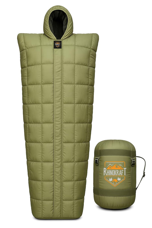 RhinoKraft Minus 15 Degree Sleeping Bag - Military-Grade, 9ft, Double-Layered | Heavy-Duty Winter Gear for Army & Defence | Rated for 0°C to -15°C, 4kg