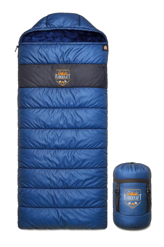 RhinoKraft -10 Degree | Soft Fur Lining | Extra Large Size | 2.4 Kg Weight | Soft and Warm Sleeping Bag for Adventure | Camping, Trekking and Outdoor Activity