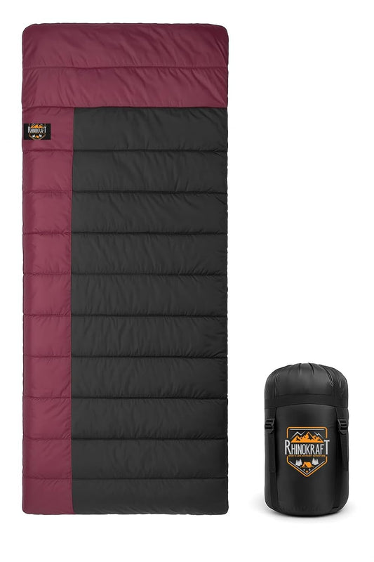 RhinoKraft 3 Season Warm & Cool Weather - Summer, Spring, Winter, Lightweight, for Adults & Kids - Camping Gear Equipment, Traveling and Outdoors RK-RAZMNRN