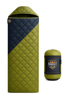 RhinoKraft Predator Quilted Rectangular Sleeping Bag | Suede-Lined for 0°C Warmth | Fits Up to 6ft Tall | Fully Opens as Blanket | Rugged Olive Design | Hollow Fiber Outdoor Gear for Camping