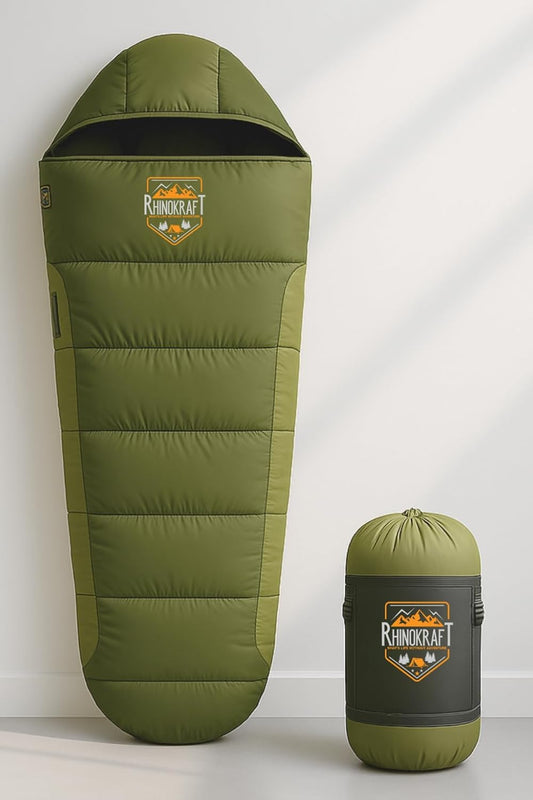 RhinoKraft -10°C Extreme | Anti-Pilling Fleece Liner | Extra-Large 6.5 ft Mummy Sleeping Bag | Warm, Durable & Portable for Camping, Trekking & Outdoor Adventure