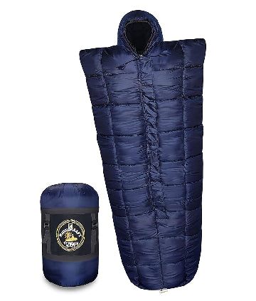 RhinoKraft Warriors Navy Blue Sleeping Bag ! Detachable Inner Liner ! 6 Layers ! Extra Large Size for Temp -20c ! 6.5 Ft RK-WARRIORS-BLU