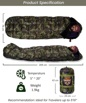 RhinoKraft Camouflage Light Weight sleeping bag for Camping ! SBJUN008