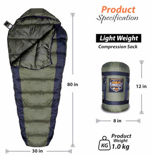 RhinoKraft Mummy Camping Sleeping Bag - 3 Season Warm & Cool Weather | BIGOLV