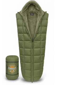 RhinoKraft Arctic Series Mummy Sleeping Bag for Adults | –10°C Winter Camping Sleeping Bag for Men & Women | Detachable Washable Fur Liner | Heavy-Duty 3.2 kg 6.5 Ft Tall | Water-Resistant Fabric