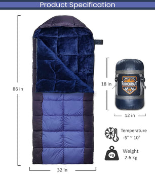 RhinoKraft -10 Degree | Jumbo Size | Soft Fur Lining | 2.6 Kg Weight | Soft and Warm Sleeping Bag for Adventure | Camping, Trekking and Outdoor Activity  RK-DOLPHIN-BLU