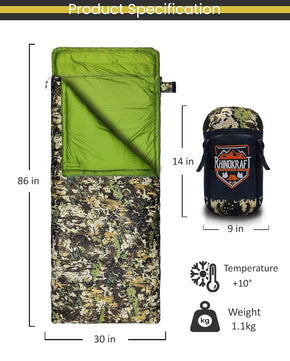 RhinoKraft Army Design ! Tactical Print Sleeping Bags for Adults | Light Weight 1 Kg |Spacious Design CAMO