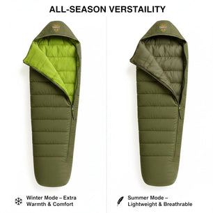 RhinoKraft Phantom Mummy Sleeping Bag | Detachable Suede-Lined Interior | Rugged TPU Shell for Extreme Durability | Fits Up to 7ft Tall | 2.9 kg Dark Olive Army-Grade Gear for Camping & Trekking