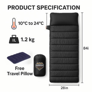 RhinoKraft Camping Sleeping Bag - 3 Season Warm & Cool Weather - Summer, Spring, Winter, Lightweight, for Adults & Kids - Camping Gear Equipment, Traveling and Outdoors
