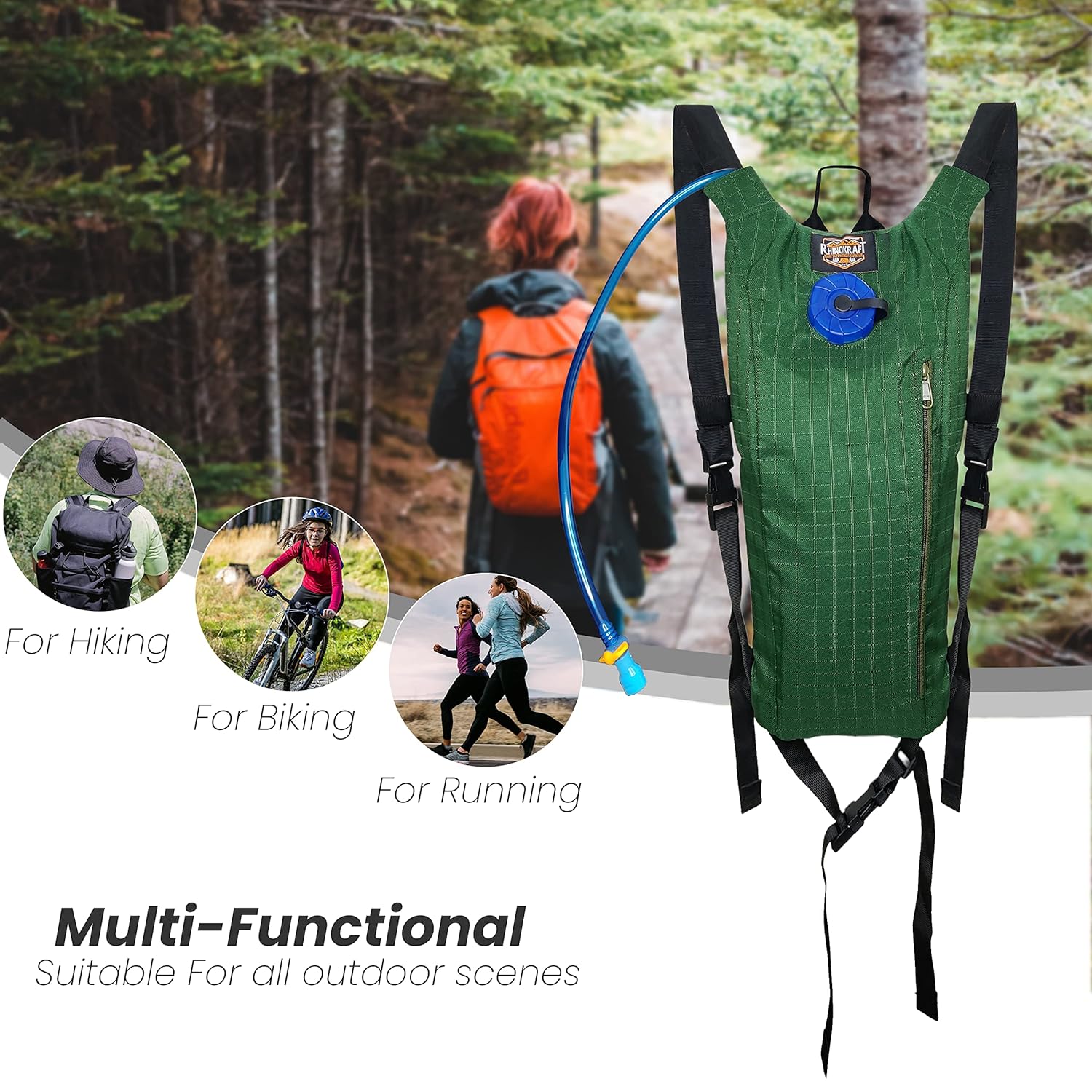 RhinoKraft Light Weight Hydration Bag for Runners, Bikers, Cyclists, and Hikers.