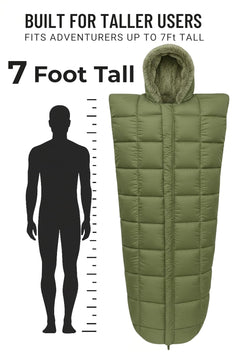 RhinoKraft Arctic Series Mummy Sleeping Bag for Adults | –10°C Winter Camping Sleeping Bag for Men & Women | Detachable Washable Fur Liner | Heavy-Duty 3.2 kg 6.5 Ft Tall | Water-Resistant Fabric