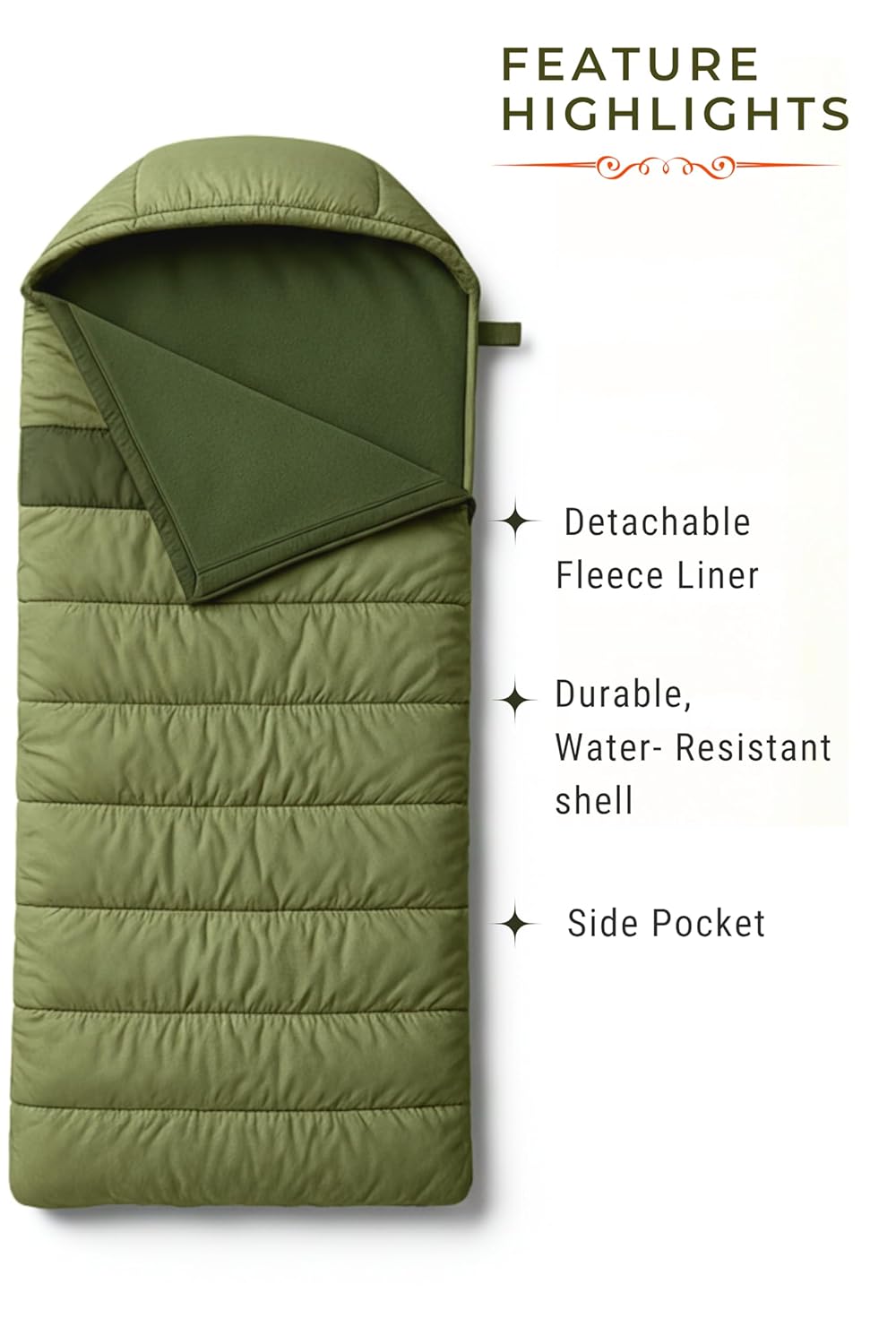 RhinoKraft Winter Sleeping Bag for Adults & Men | Cold Weather Rated 0–15°C | 2.4 kg | Detachable Liner | Sleeping Bag for Camping, Trekking & Outdoor Adventure