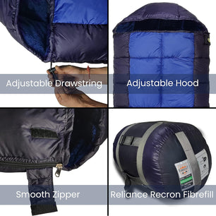 RhinoKraft -10 Degree | Jumbo Size | Soft Fur Lining | 2.6 Kg Weight | Soft and Warm Sleeping Bag for Adventure | Camping, Trekking and Outdoor Activity  RK-DOLPHIN-BLU