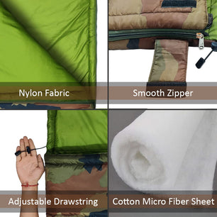 RhinoKraft Army Design ! Tactical Print Sleeping Bags for Adults | Light Weight 1 Kg |Spacious Design CAMO