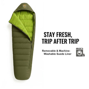 RhinoKraft Phantom Mummy Sleeping Bag | Detachable Suede-Lined Interior | Rugged TPU Shell for Extreme Durability | Fits Up to 7ft Tall | 2.9 kg Dark Olive Army-Grade Gear for Camping & Trekking