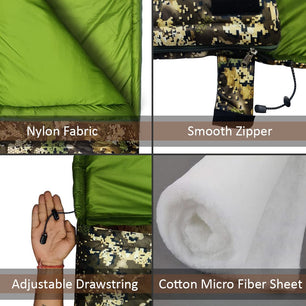 RhinoKraft Army Design ! Tactical Print Sleeping Bags for Adults | Light Weight 1 Kg |Spacious Design CAMO