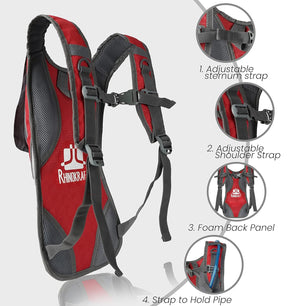 RhinoKraft Ultralight Hydration Pack for Outdoor Adventures - Lightweight, Easy-to-Use, and Secure Front Compartment - Stay Hydrated and Hassle-Free! RK-HYD-T-RED