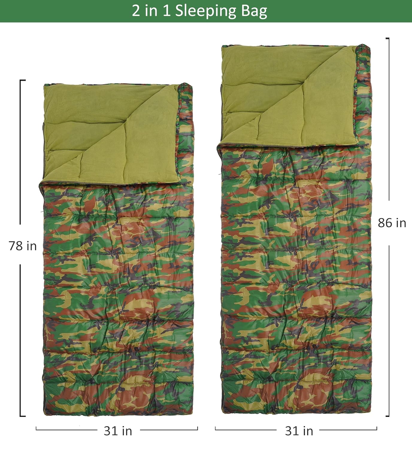 RhinoKraft Komando 0 Degree Double or Couple Sleeping Bag! Free compression Bag!