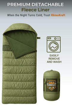 RhinoKraft Winter Sleeping Bag for Adults & Men | Cold Weather Rated 0–15°C | 2.4 kg | Detachable Liner | Sleeping Bag for Camping, Trekking & Outdoor Adventure