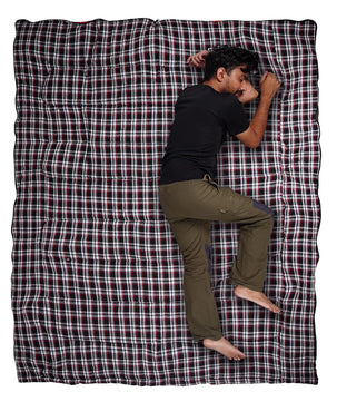 RhinoKraft Cotton Flannel All Season Sleeping Bag for Travelling and Camping ! Free Compression Sack RKCOLEBLK