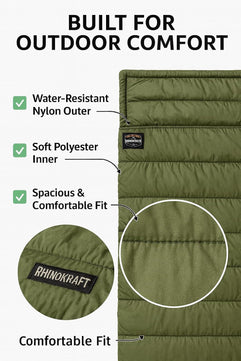 RhinoKraft Camping Sleeping Bag - 3 Season Warm & Cool Weather - Summer, Spring, Winter, Lightweight, for Adults & Kids - Camping Gear Equipment, Traveling and Outdoors