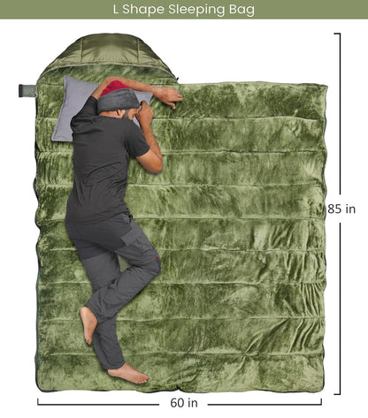 RhinoKraft -10 Degree | Soft Fur Lining | Extra Large Size | 2.4 Kg Weight | Soft and Warm Sleeping Bag for Adventure | Camping, Trekking and Outdoor Activity