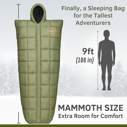 RhinoKraft Minus 15 Degree Sleeping Bag - Military-Grade, 9ft, Double-Layered | Heavy-Duty Winter Gear for Army & Defence | Rated for 0°C to -15°C, 4kg