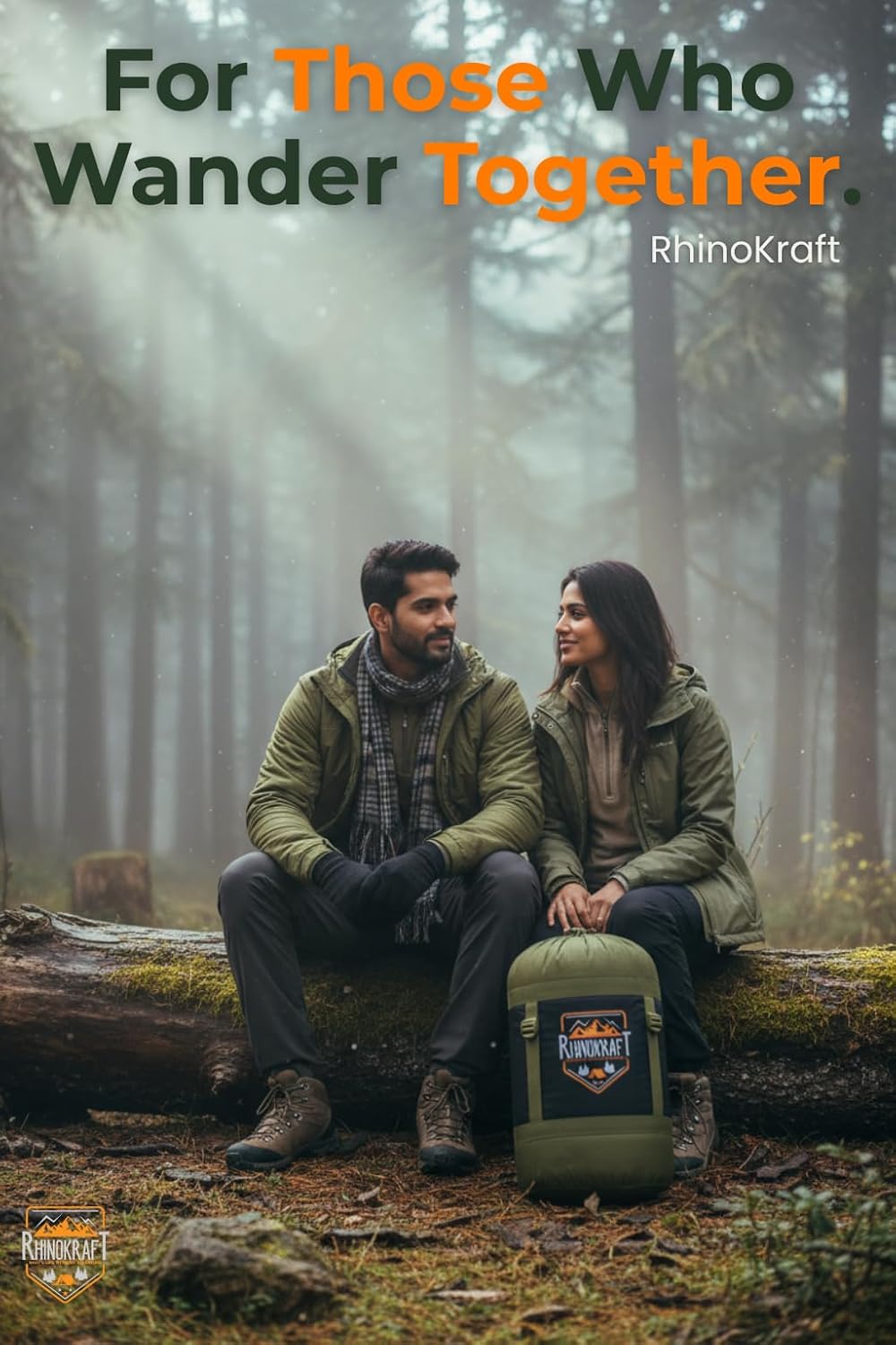 RhinoKraft Sleeping Bag for Adults | Fits Up to 6.5ft | Waterproof, Anti-Pill Fleece, Hollow Fiber Fill | 0°C to 18°C | Hood, Travel Pillow & Compression Sack | for Camping, Trekking & Hiking