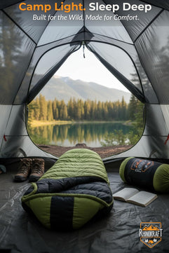 RhinoKraft Olive Mummy Sleeping Bag | 10 To 20 °C Lightweight 1.8 kg | Oversized 86″×30″ | Tall-Friendly Fit for Camping, Trekking & Biking