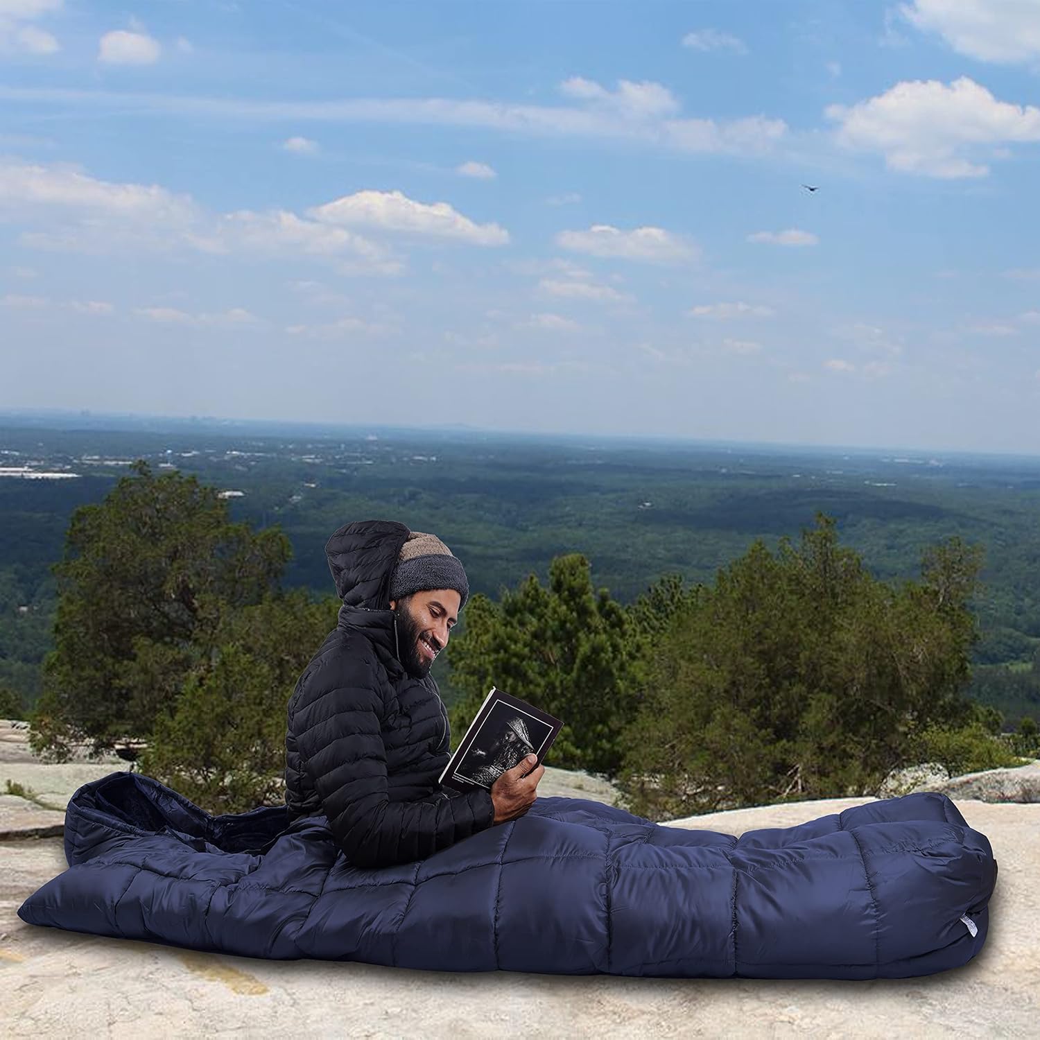 RhinoKraft Warriors Navy Blue Sleeping Bag ! Detachable Inner Liner ! 6 Layers ! Extra Large Size for Temp -20c ! 6.5 Ft RK-WARRIORS-BLU