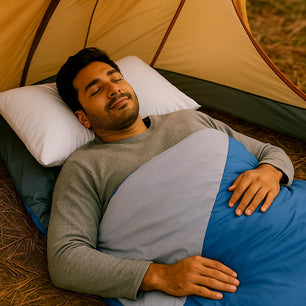 RhinoKraft Spartan Rectangular Sleeping Bag | Lightweight 1.3 kg | Comfort 12 °Celcius | Durable Nylon & Reliance Fibre | Packable for Camping, Biking & Trekking