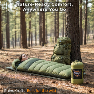 RhinoKraft Winter Sleeping Bag for Adults & Men | Cold Weather Rated 0–15°C | 2.4 kg | Detachable Liner | Sleeping Bag for Camping, Trekking & Outdoor Adventure