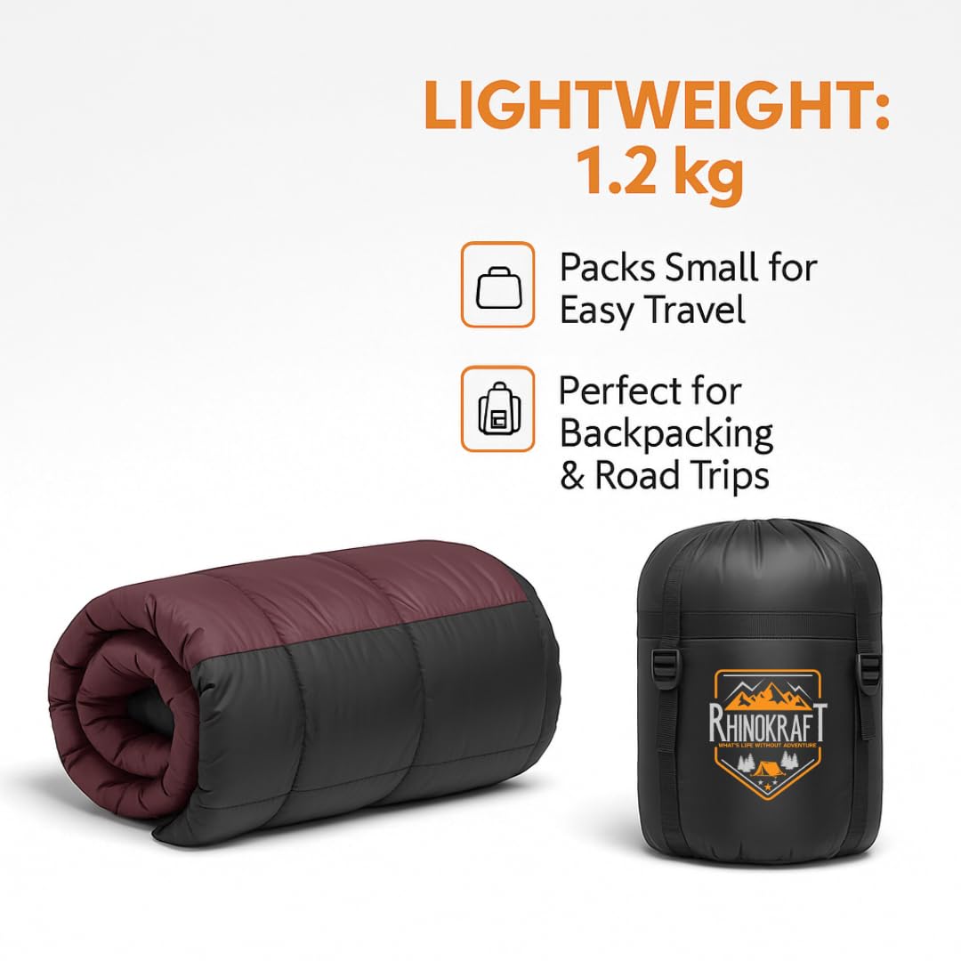 RhinoKraft 3 Season Warm & Cool Weather - Summer, Spring, Winter, Lightweight, for Adults & Kids - Camping Gear Equipment, Traveling and Outdoors RK-RAZMNRN