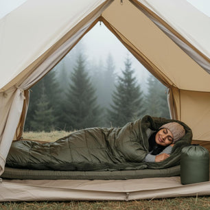 RhinoKraft Arctic Series Sleeping Bag for Adults | -10°C Winter Camping Sleeping Bag with Detachable Fur Liner | Heavy-Duty 3.2 kg Rectangular Design | Water-Resistant Butter Nylon | 6.5 ft Height Fit