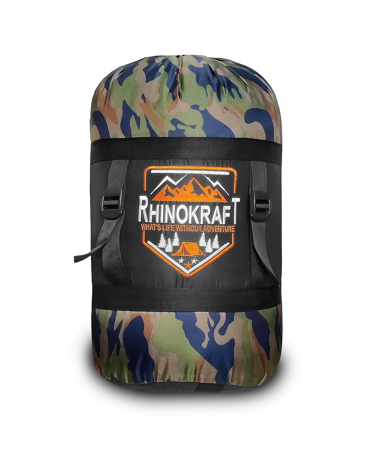 RhinoKraft Champion 0 Degree Stylish Army Design! Extra Large Size ! Premium Sleeping Bag for camping for Adults in Winter. Weight 2.3 Kg