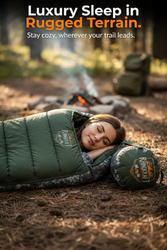RhinoKraft -10 Degree Sleeping Bag for Adult | Soft Fur Lining | Extra Large Size | 2.4 Kg Weight | Soft and Warm Sleeping Bag for Adventure | Camping, Trekking and Outdoor Activity RK-PYRAMID-OLIVE