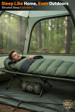 RhinoKraft Rectangular Sleeping Bag with Pillow | Lightweight, Waterproof, Compact for Camping, Trekking, Travel | Comfort Temp 0°C to 18°C | Includes Carry Bag